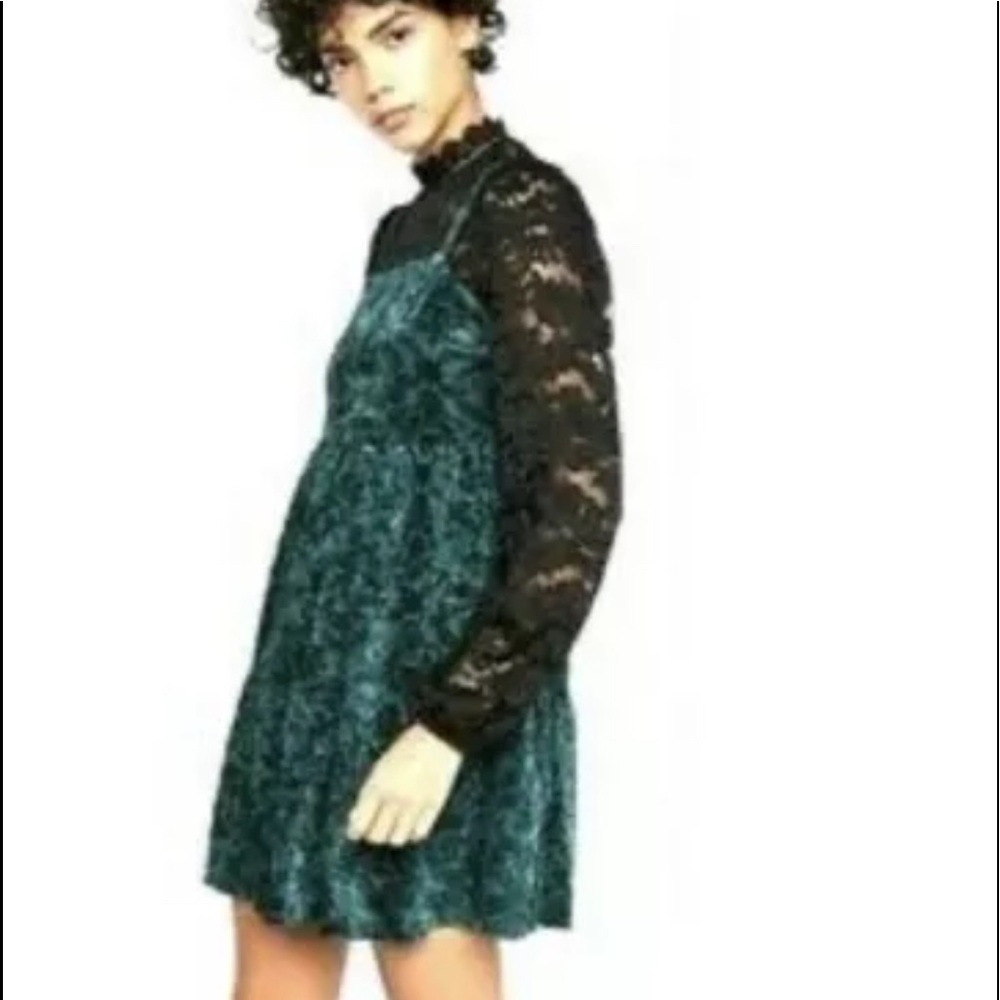 Wild Fable - Women's Floral Print Sleeveless Velvet Dress - Green- Size XS